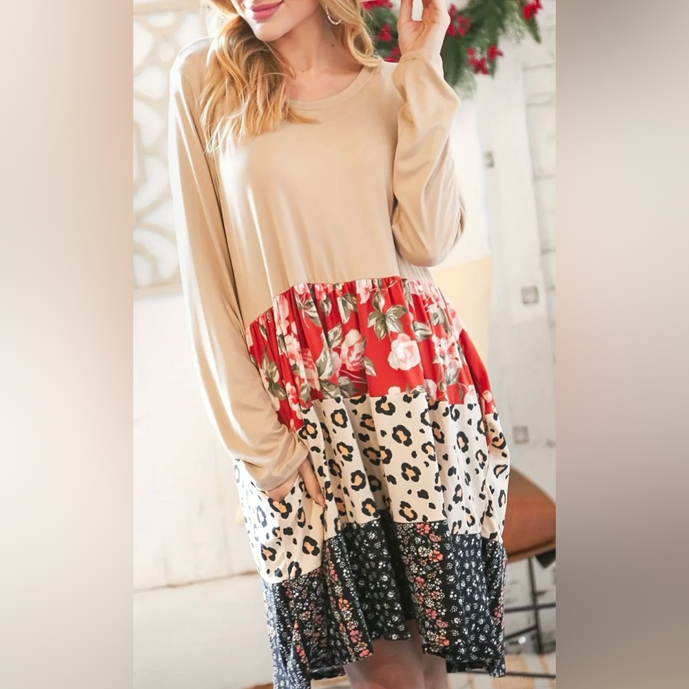 NWOT Haptics Mixed Print Ruffle Tunic/Dress Size L - Picture 5 of 7